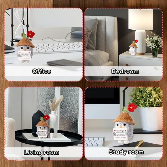 Pocket Penguin Plush with Flower Hat Motivational Message Spring Cottagecore - Picture 6 of 16